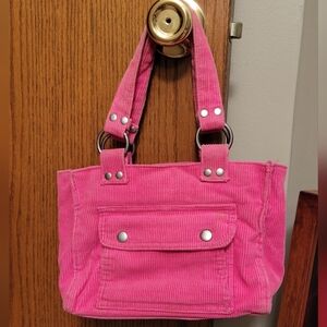 Pink Corduroy Women's Handbag